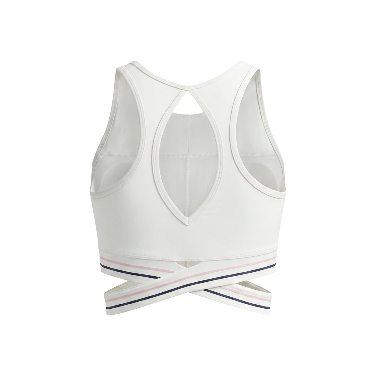 Off Script Women’s Criss-Cross Band Sports Bra - White - back mockup