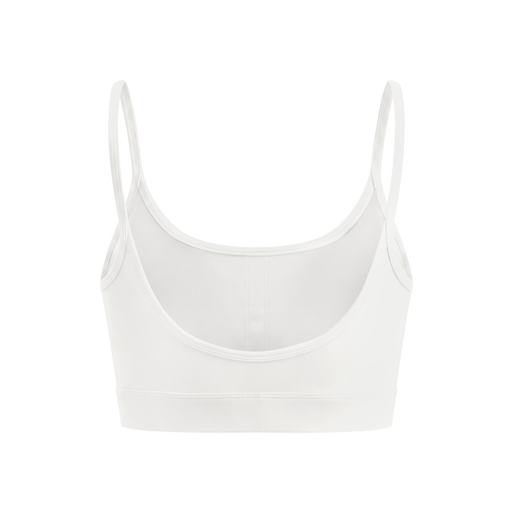 Off Script Women’s Solid U-Neck Sports Bra - White - back mockup