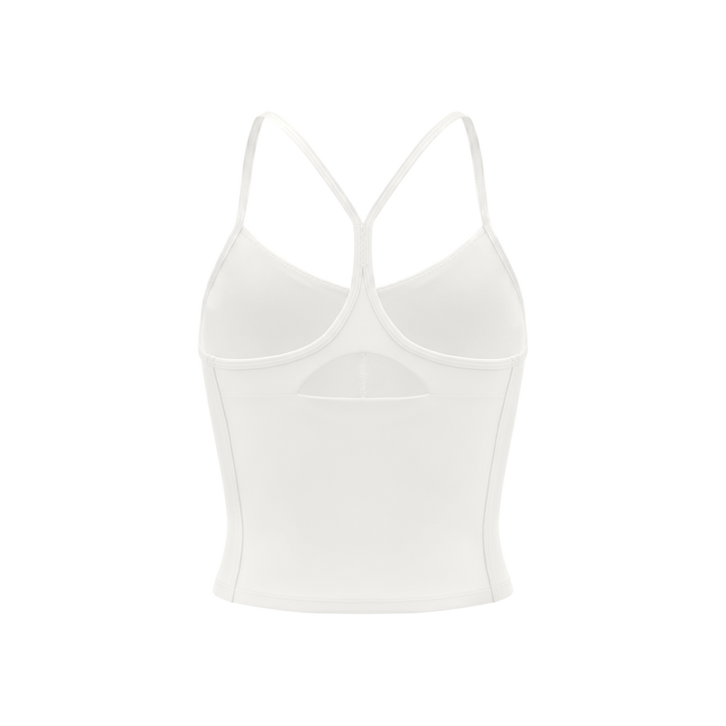 Off Script Women’s Solid Color Yoga Sports Bra - White - back mockup