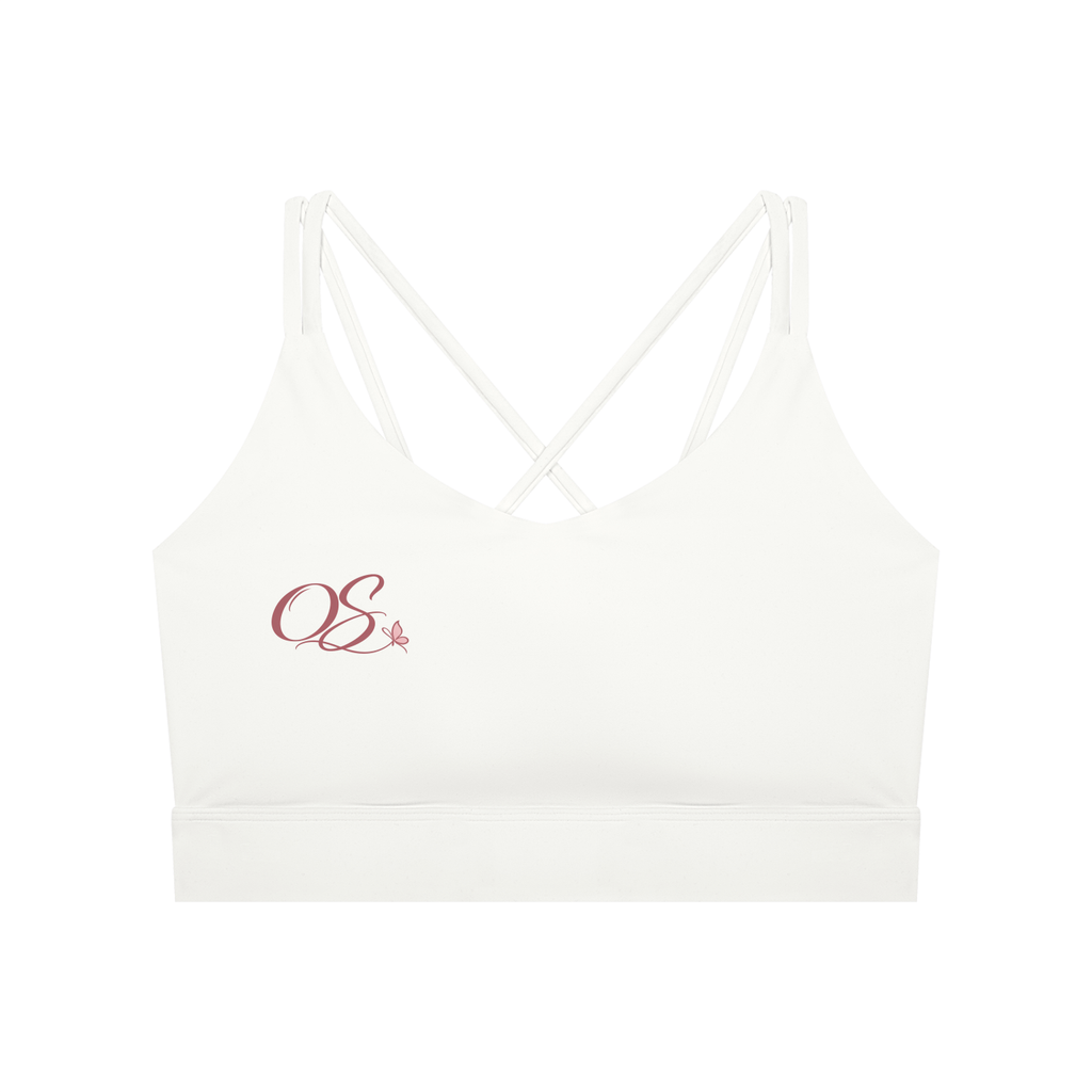 Off Script Women’s Lycra Cropped Yoga Sport Bra - White front