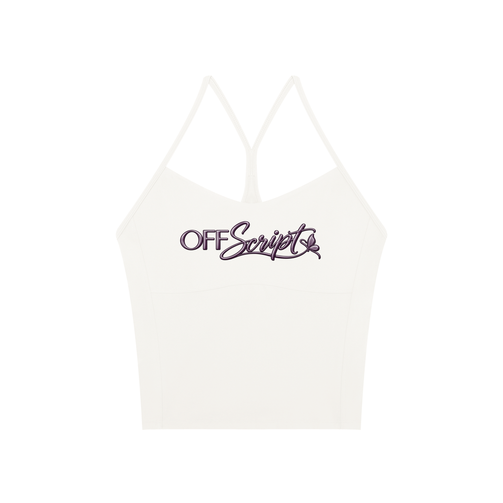 Off Script Women’s Solid Color Yoga Sports Bra - White - front