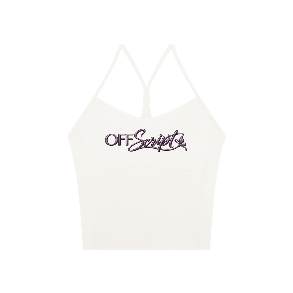 Off Script Women’s Solid Color Yoga Sports Bra - White - front