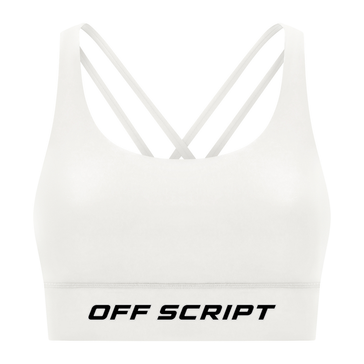 Strappy Criss-Cross Sports Bra - White front mockup
