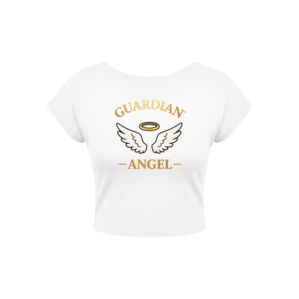 Guardian Angel Women's Open-Back T-Shirt - White front 3D mockup