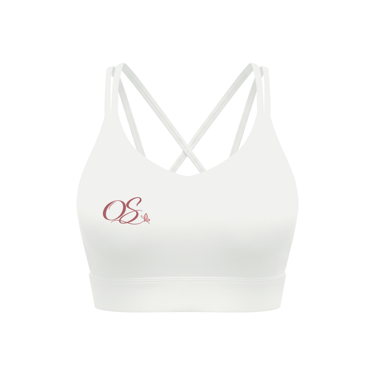 Off Script Women’s Lycra Cropped Yoga Sport Bra - White front mockup