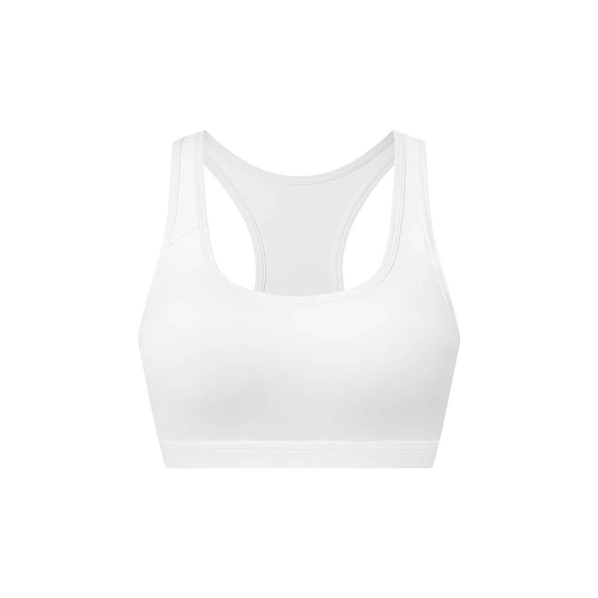 Off Script Women’s Cropped Sports Bra - White front 3D mockup