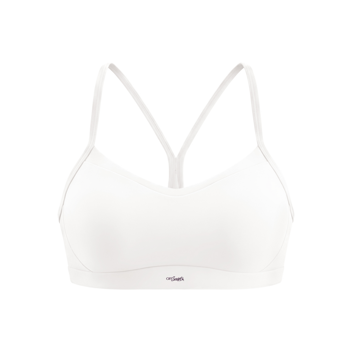 Off Script Women's Tight Cropped Sports Bra - White - front mockup