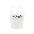 Off Script Women’s Solid Color Yoga Sports Bra - White - front mockup