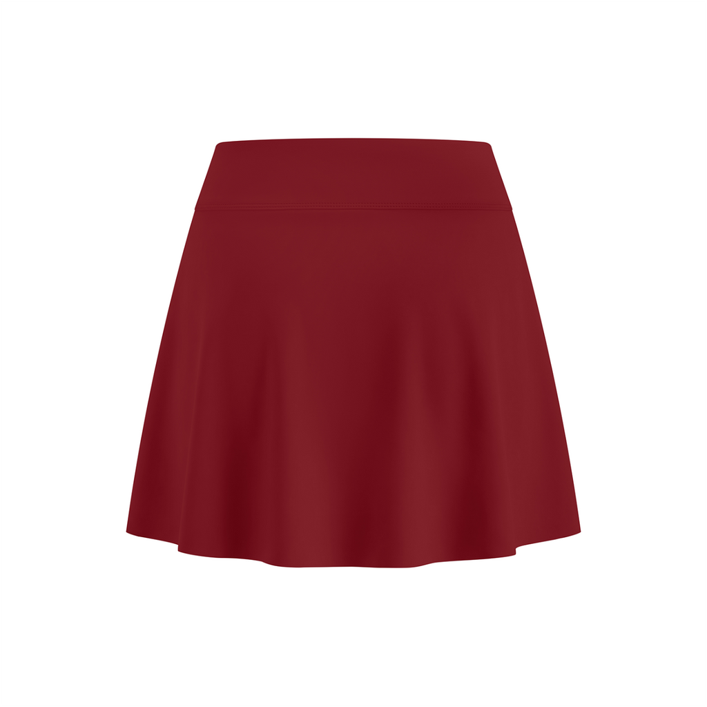 Off Script Women’s A-Line Contrast Panel Slit Skirt - Wine Red back 3D mockup