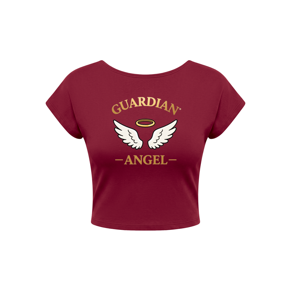 Guardian Angel Women's Open-Back T-Shirt - Wine Red front 3D mockup