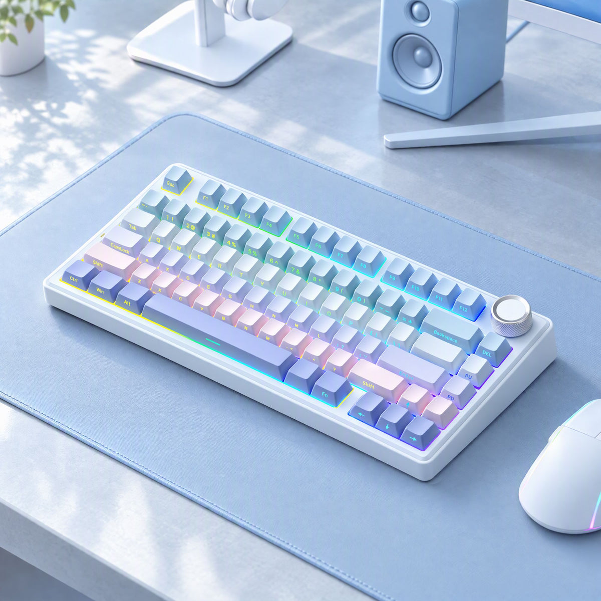 SOLAKAKA A75 75% Gasket Mechanical Keyboard Tri-Mode Hot-Swap Knob – Blue