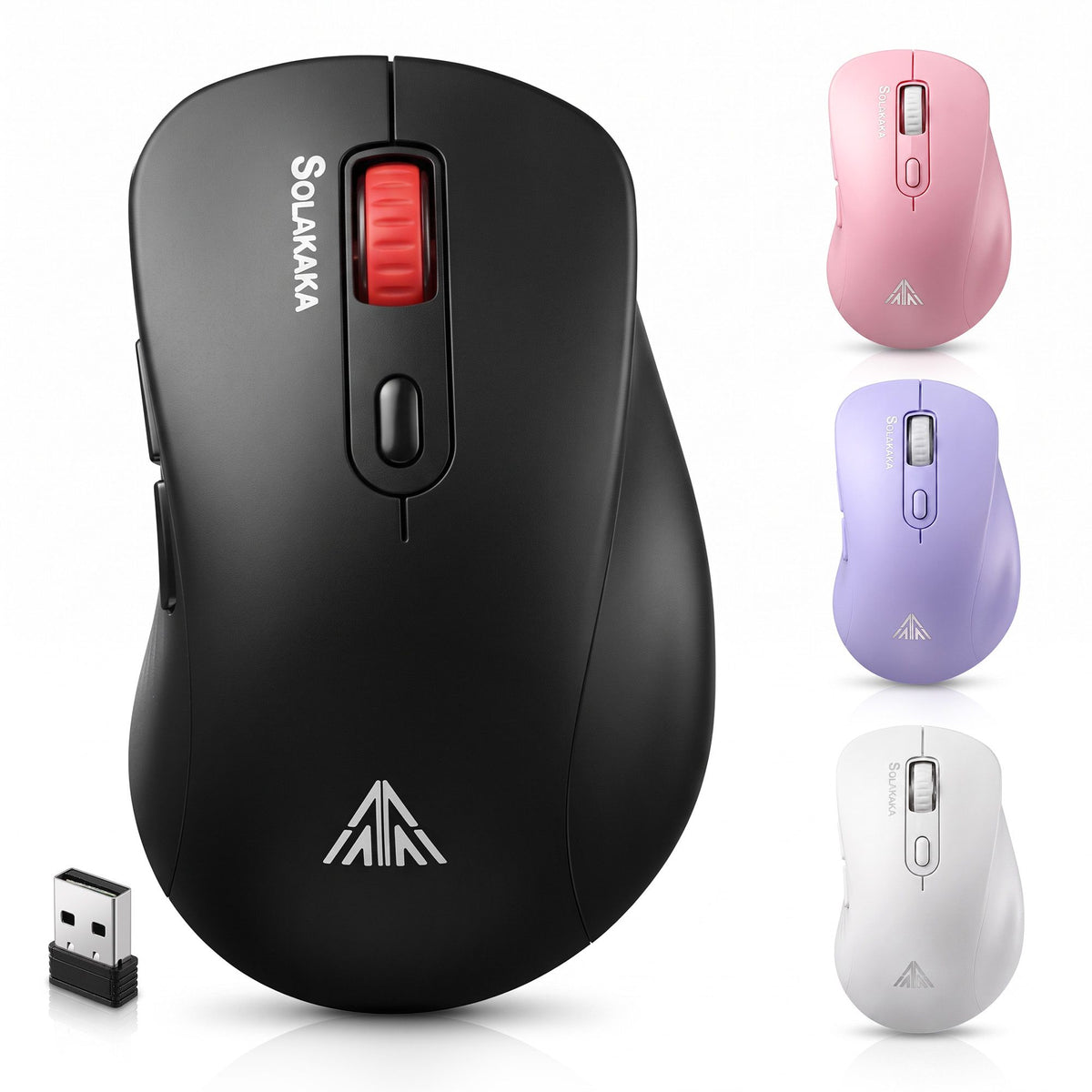 SOLAKAKA Silent Wireless Mouse Bluetooth 2.4GHz 4200 DPI 7 Buttons – Black