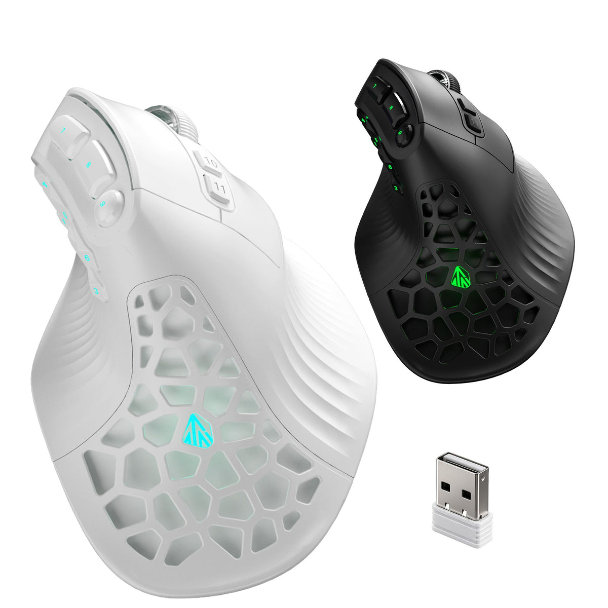 SOLAKAKA E9 Vertical MMO Gaming Mouse Tri-Mode 36000 DPI Ergonomic – White