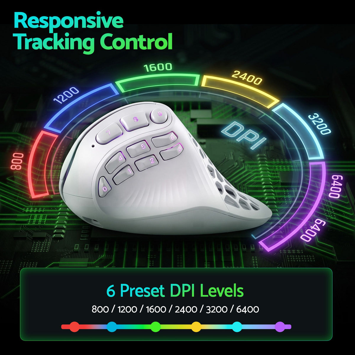 SOLAKAKA E9 Vertical MMO Gaming Mouse Tri-Mode 36000 DPI Ergonomic – White