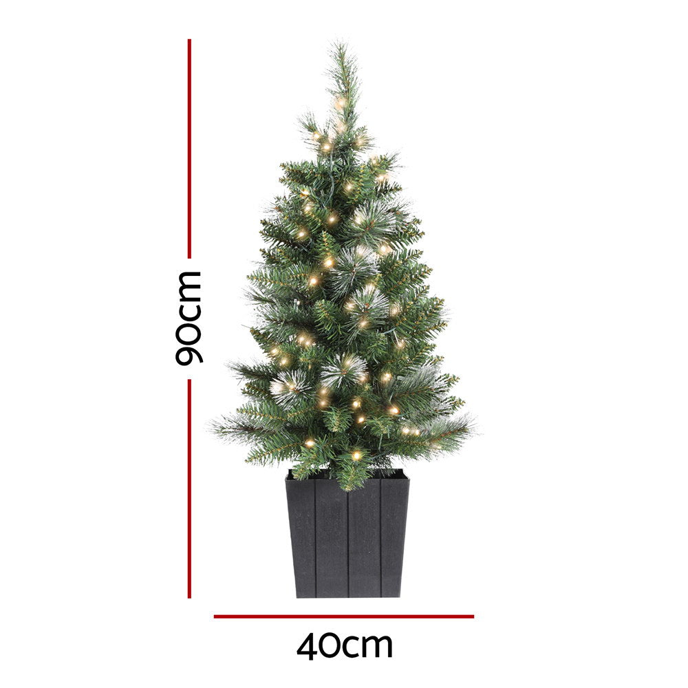 Jingle Jollys 90 cm Snowy Potted Christmas Tree with LED Lights — product image 2 of 7