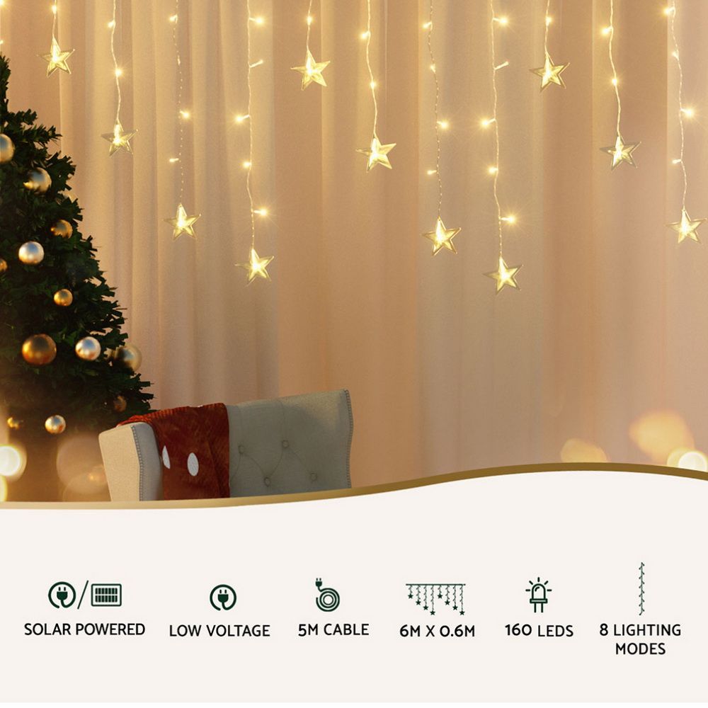 Jingle Jollys Solar Warm White Christmas Icicle Lights – 6 m, 160 LEDs — product image 3 of 7