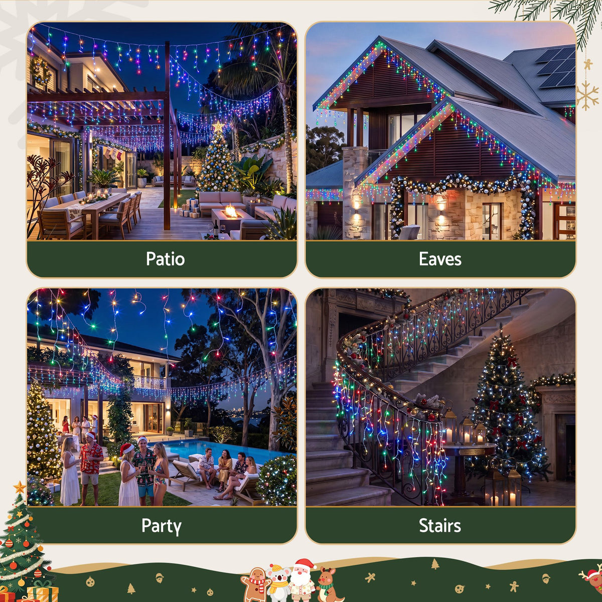 Jingle Jollys 12.5 m Solar Icicle Christmas Lights – Multicolour — product image 5 of 9