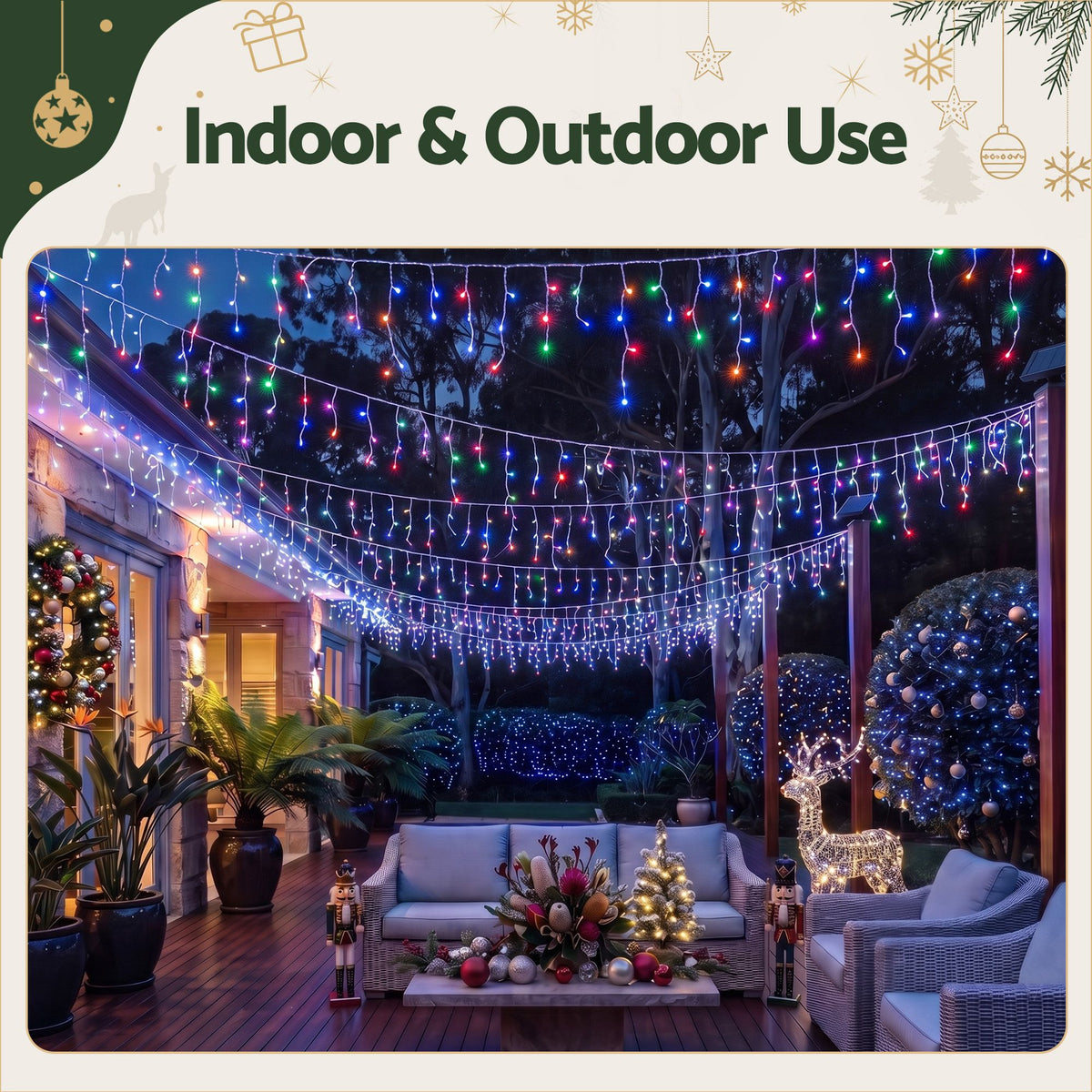 Jingle Jollys 12.5 m Solar Icicle Christmas Lights – Multicolour — product image 6 of 9