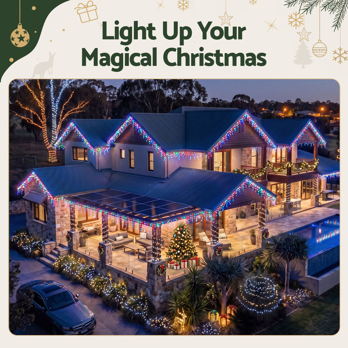 Jingle Jollys 12.5 m Solar Icicle Christmas Lights – Multicolour — product image 9 of 9