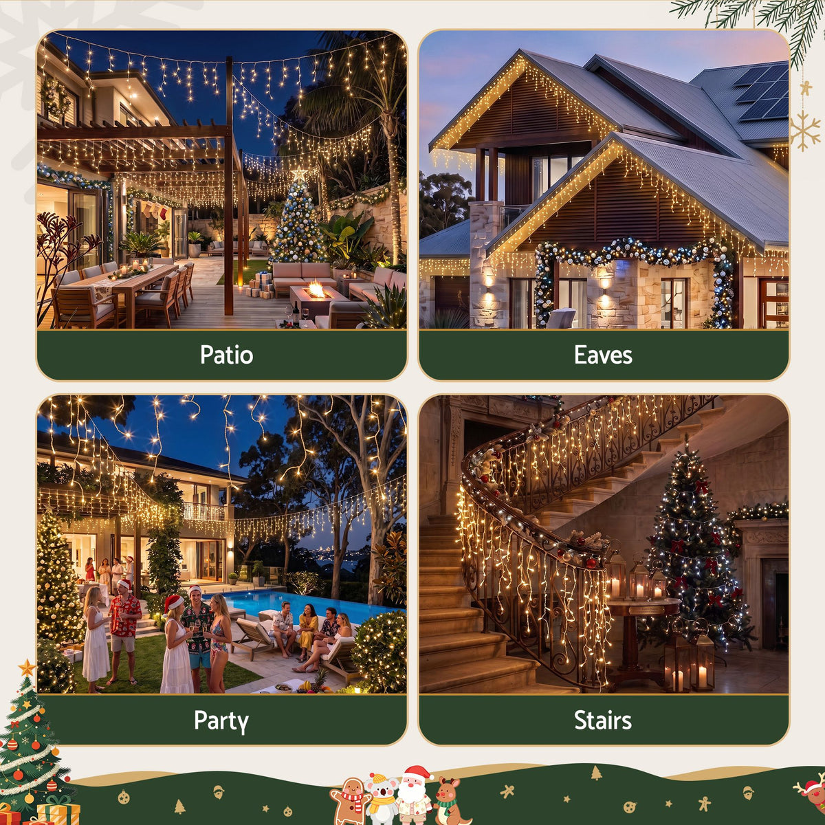Jingle Jollys 12.5 m Solar Icicle Christmas Lights – Warm White — product image 3 of 9