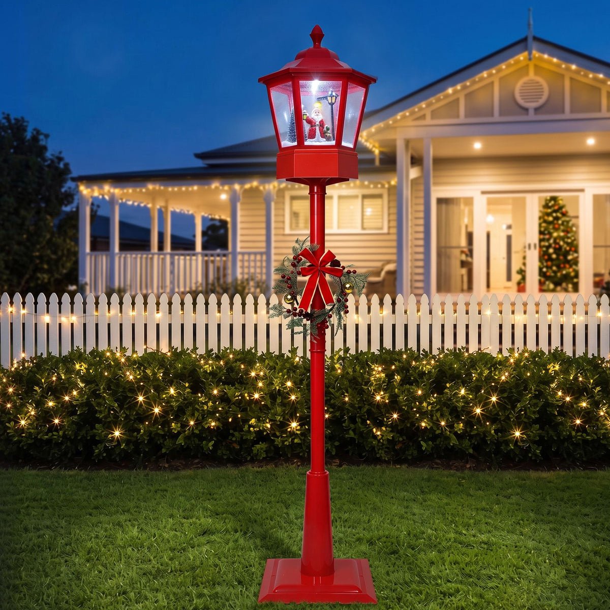 Jingle Jollys Musical Christmas Lamp Post with LED Snowfall – 1.8 m — product image 1 of 7