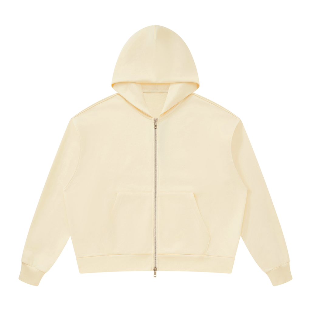 Unisex Drop Shoulder Full Zip Hoodie – Apricot