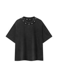 Unisex Washed Boxy Studded T-Shirt
