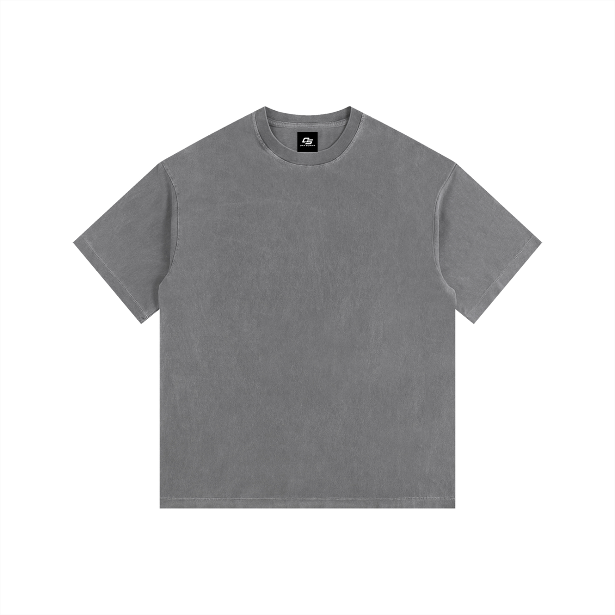 Grey Unisex Vintage-Washed Oversized Cotton T-Shirt front view