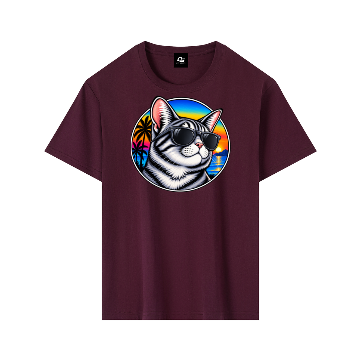 Cool Cat Sunset Pure Cotton Unisex T-Shirt – Grape Purple