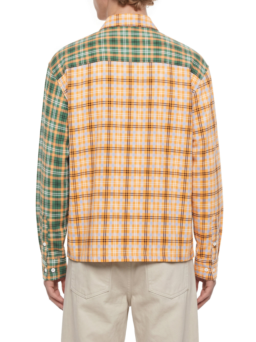 Unisex Oversized Plaid Colour Block Shirt