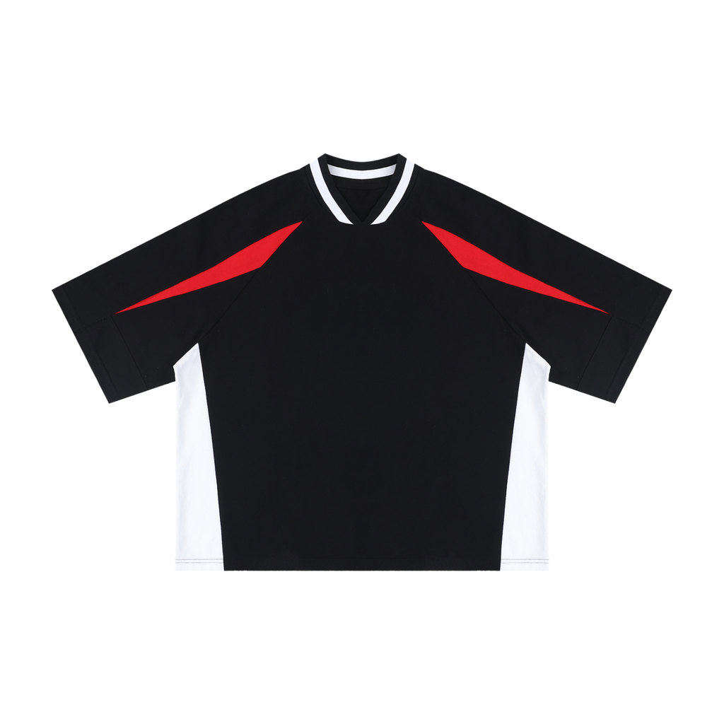 Unisex Oversized Color Block V-Neck T-Shirt