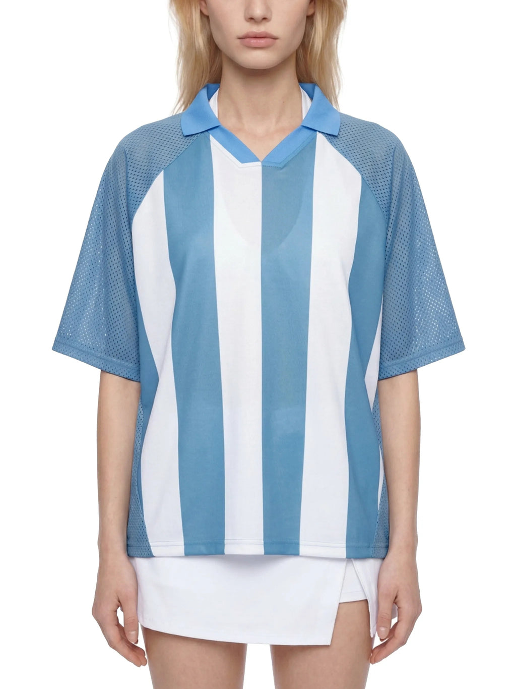 Unisex Striped Mesh Boxy Soccer Jersey