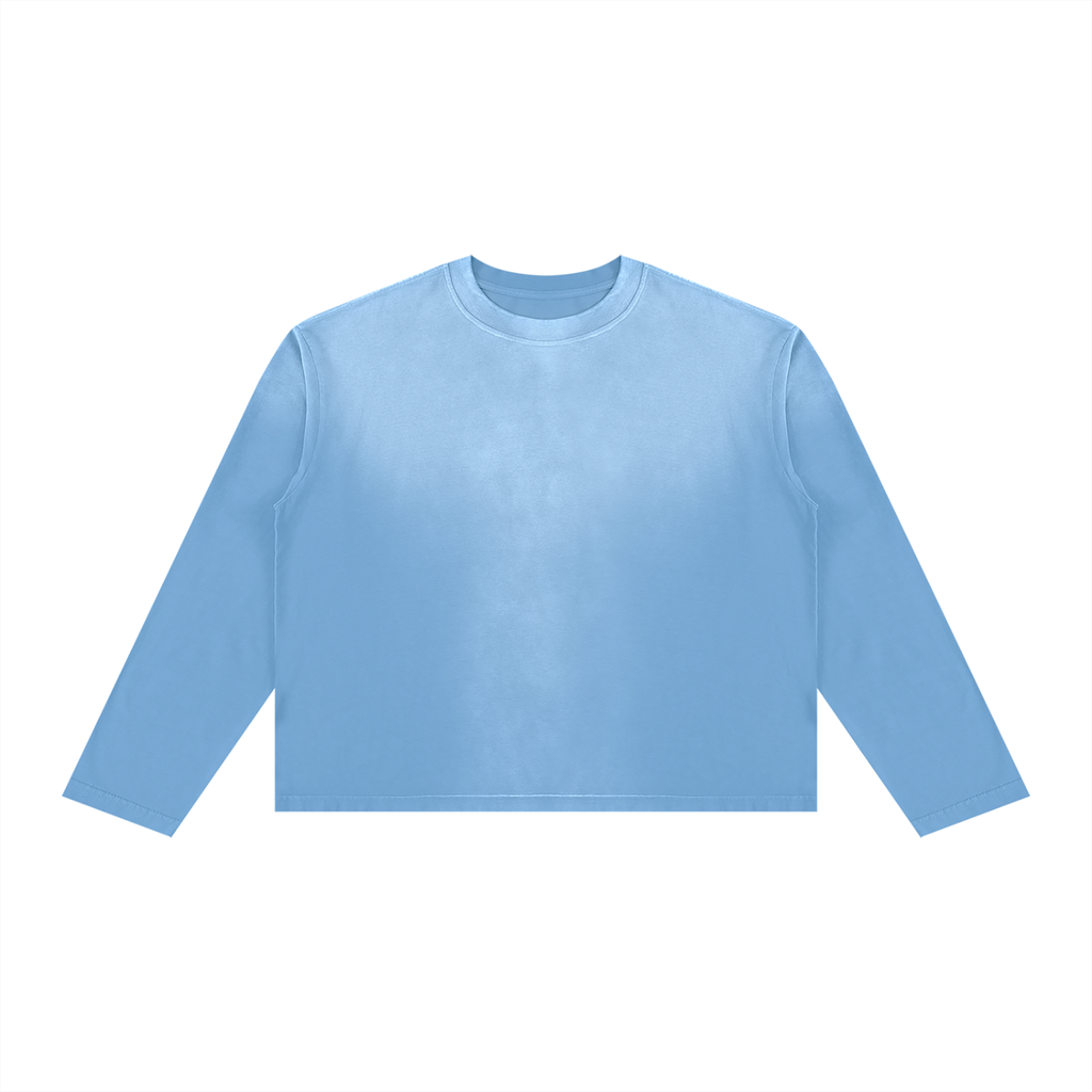 Off Script Sunfade Boxy Long Sleeve T-Shirt - Sky Blue front view