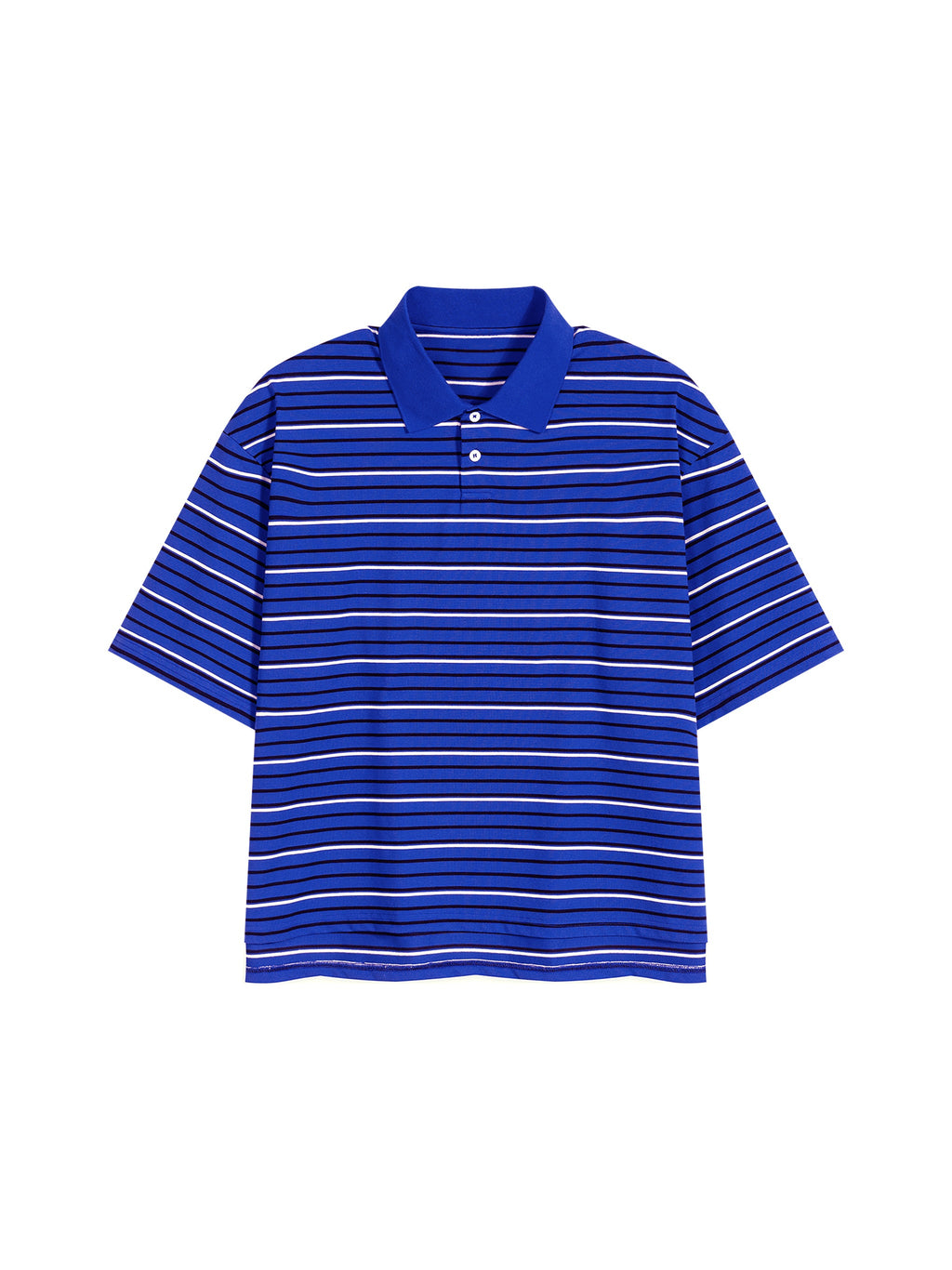 Unisex Striped Boxy Collared Polo Shirt