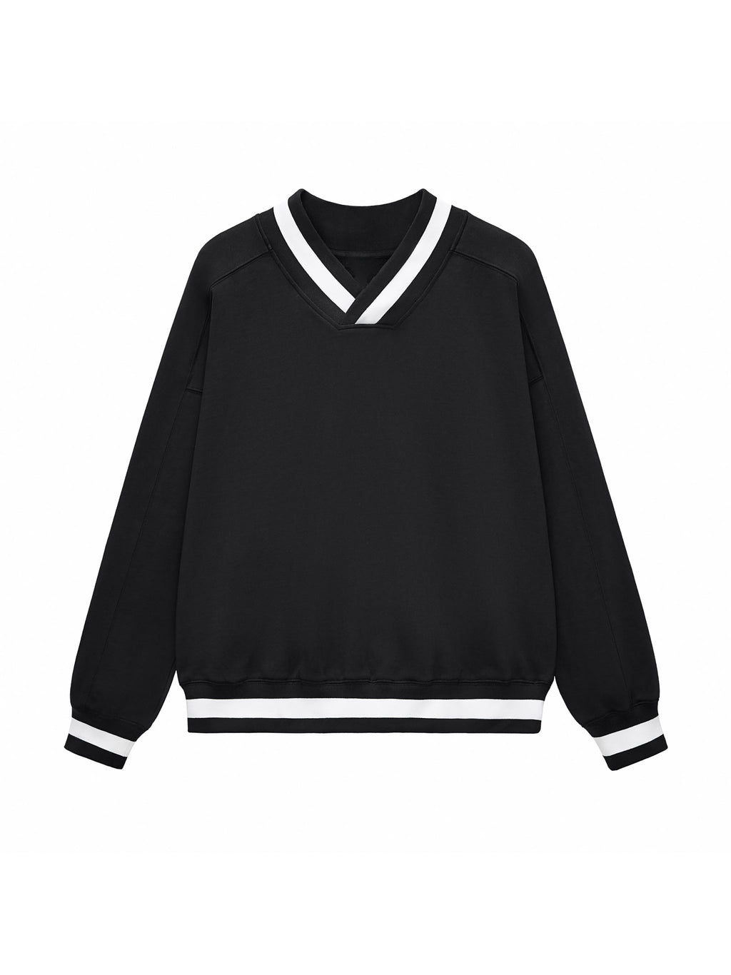 V-Neck Contrast Collar Boxy Sweatshirt