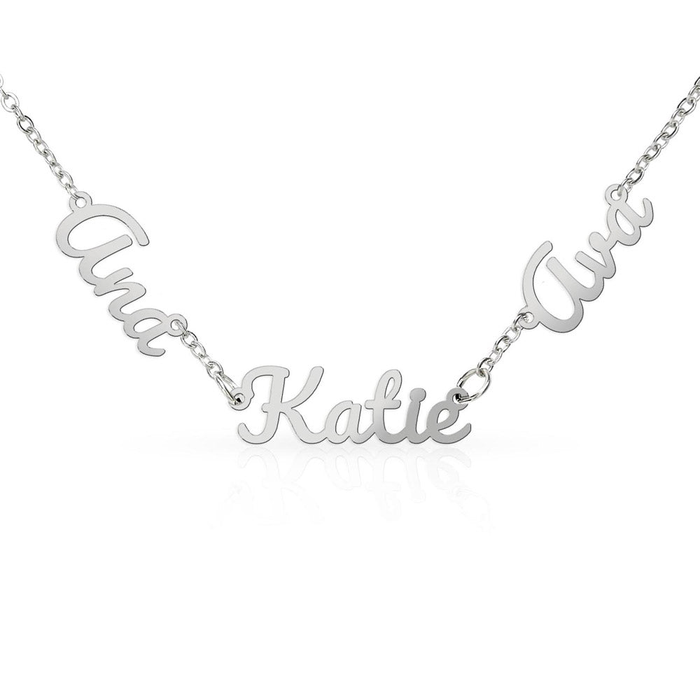 Multiple Name Necklace — 3 Names / Polished Stainless Steel / Standard Box