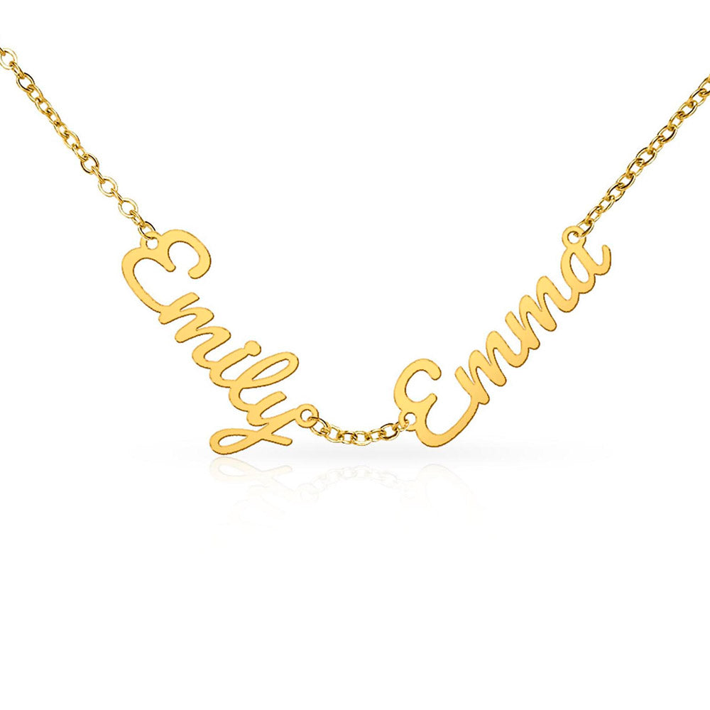 Multiple Name Necklace — 2 Names / 18K Yellow Gold Finish / Standard Box