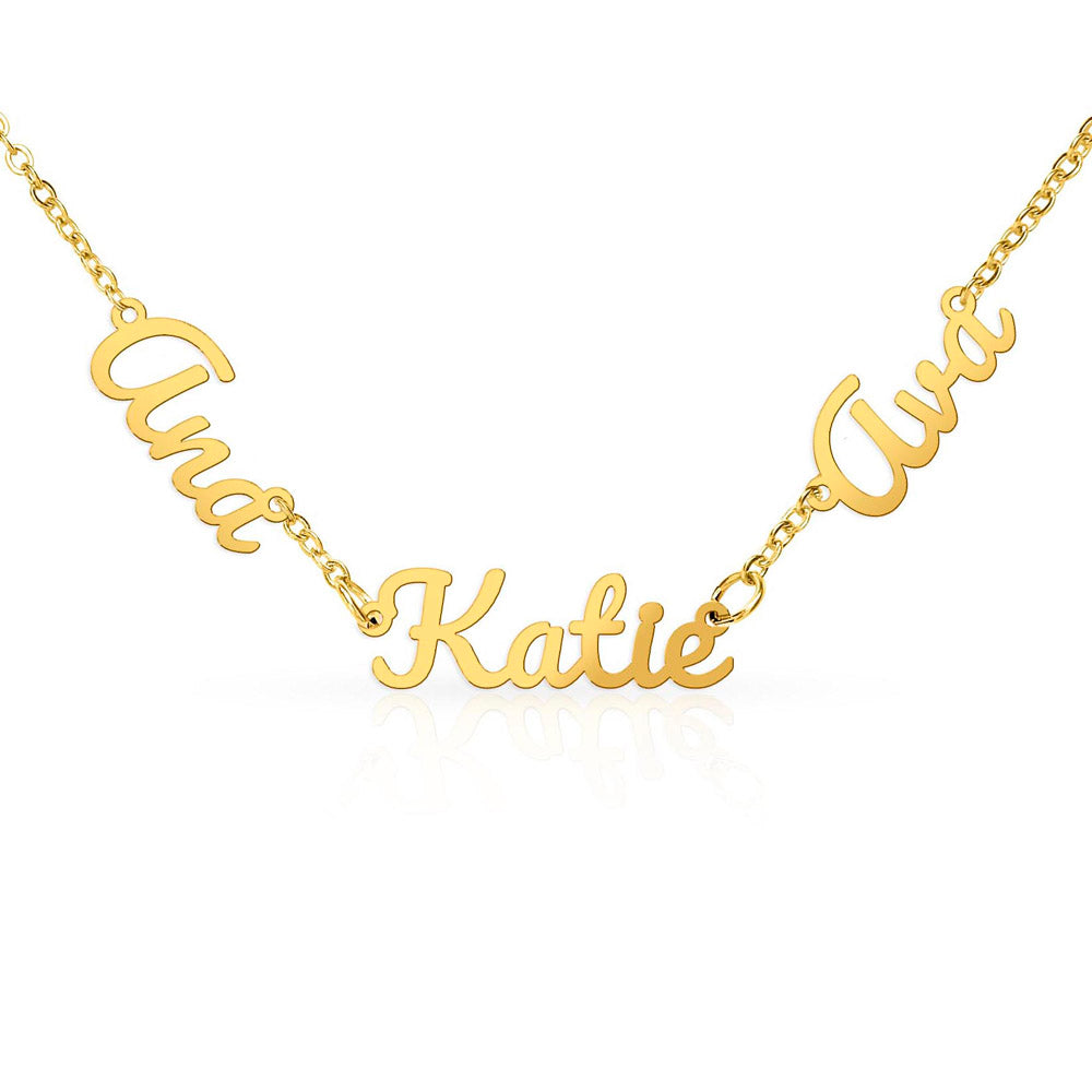 Multiple Name Necklace — 3 Names / 18K Yellow Gold Finish / Standard Box