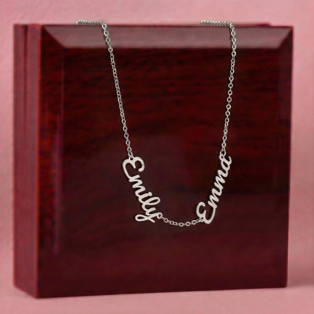 Multiple Name Necklace — 2 Names / Polished Stainless Steel / Luxury Box