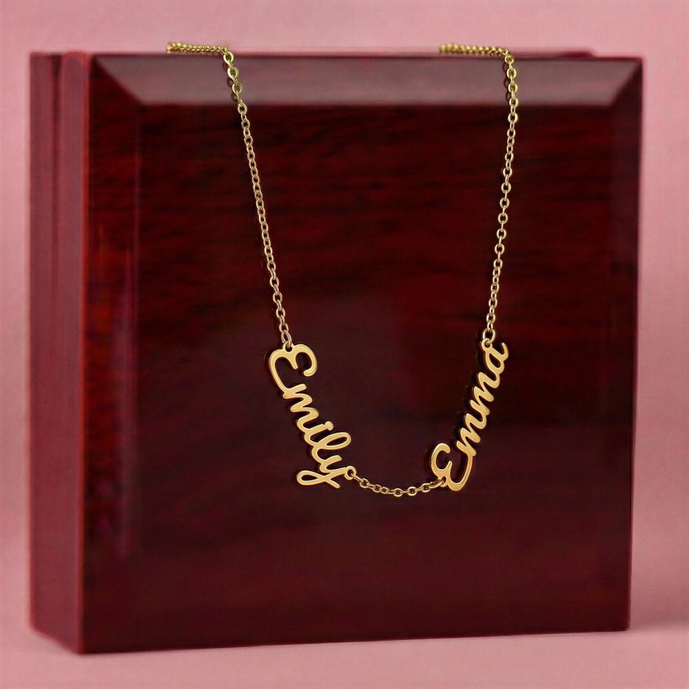 Multiple Name Necklace — 2 Names / 18K Yellow Gold Finish / Luxury Box