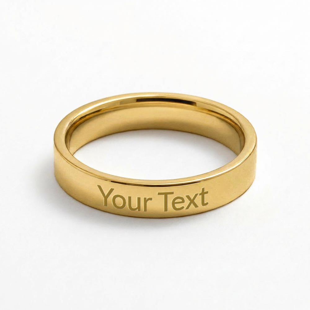 Engraved Women's Ring — Size 8 / 18K Yellow Gold Finish