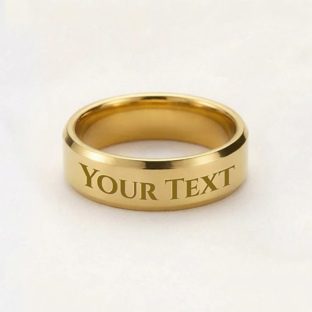 Men's Ring - Engraved — Size 8 / 18k Yellow Gold Finish