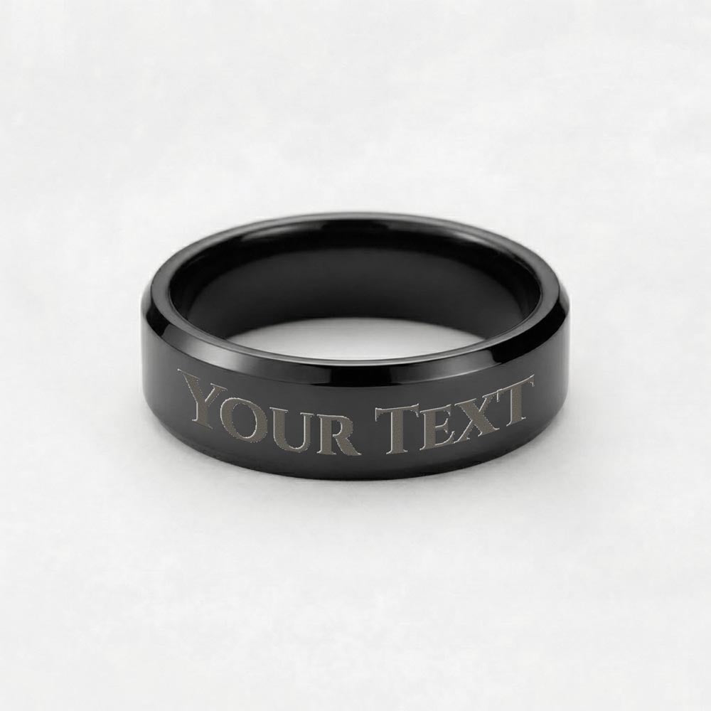 Men's Ring - Engraved — Size 10 / Black Plated