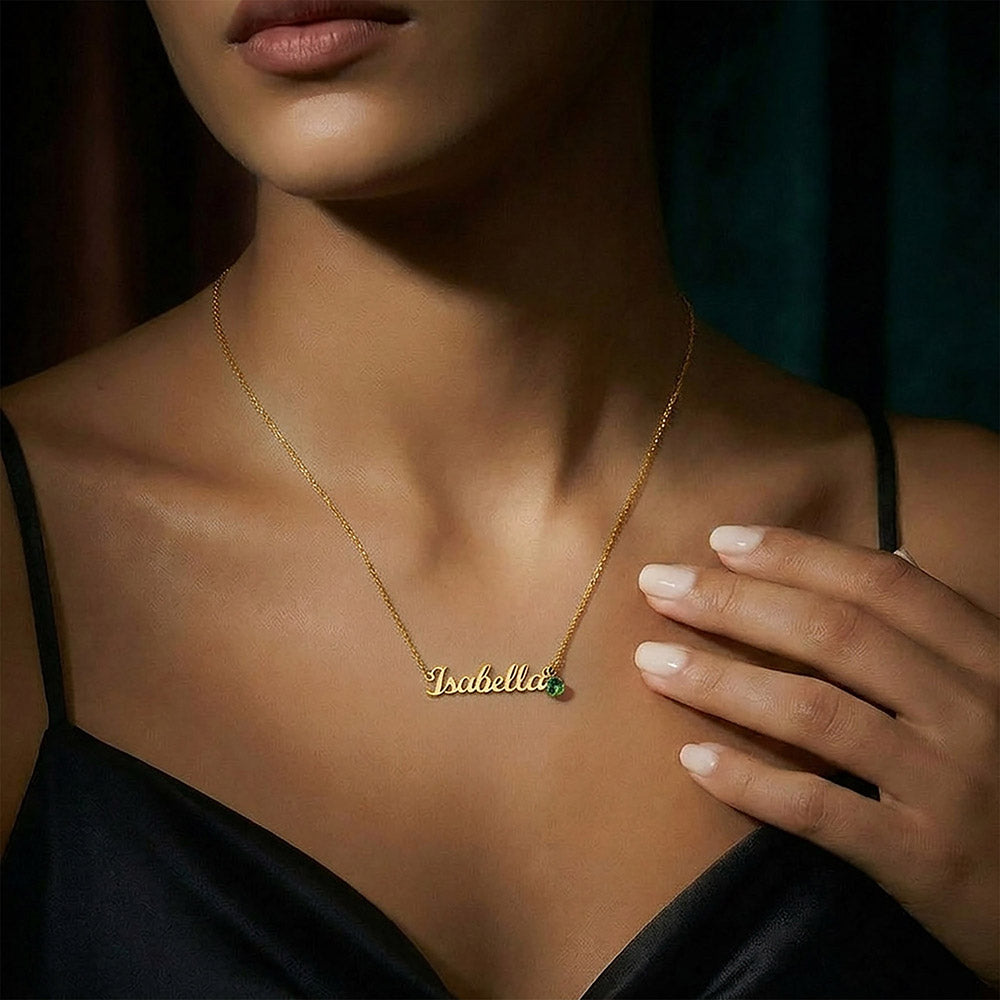 Custom Name Necklace with Birthstone — product gallery photo 50
