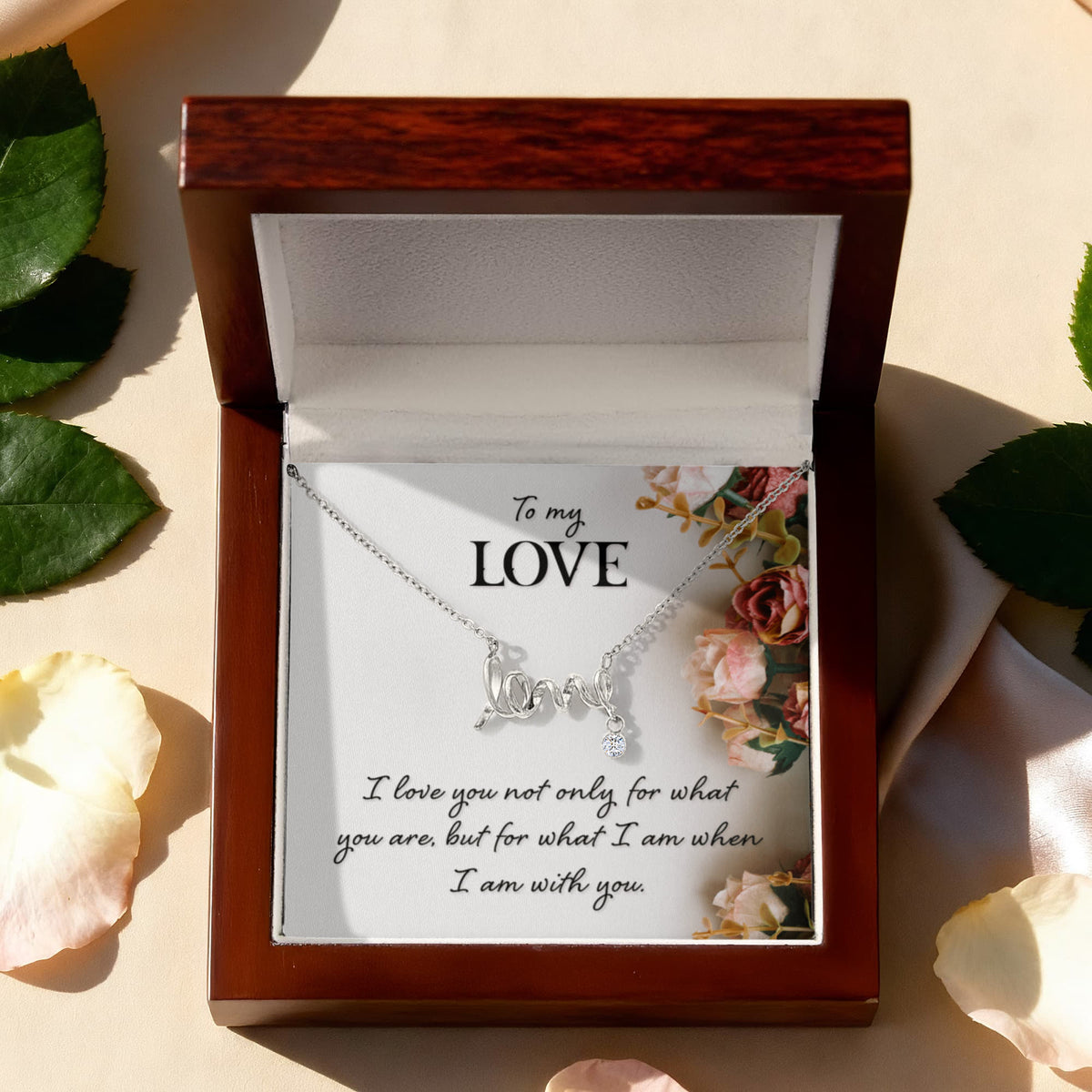 Luxury Box presentation for polished surgical steel Scripted Love Necklace