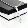 4-Sided Stick Necklace - Engraved — Polished Stainless Steel