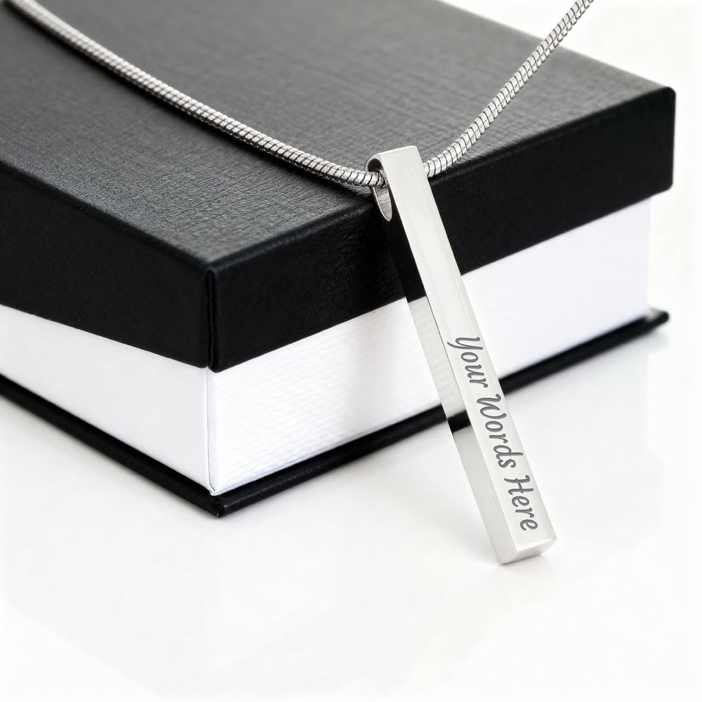 4-Sided Stick Necklace - Engraved — Polished Stainless Steel
