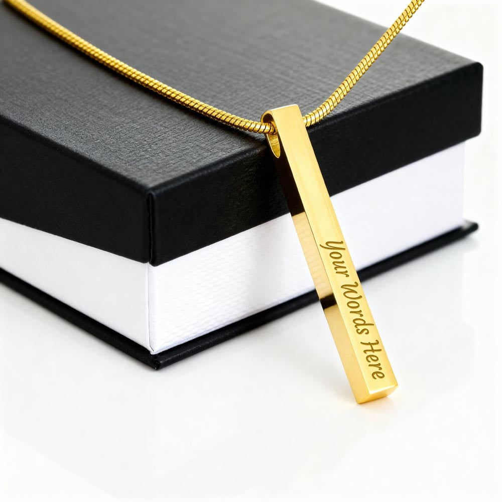 4-Sided Stick Necklace - Engraved — 18k Yellow Gold Finish