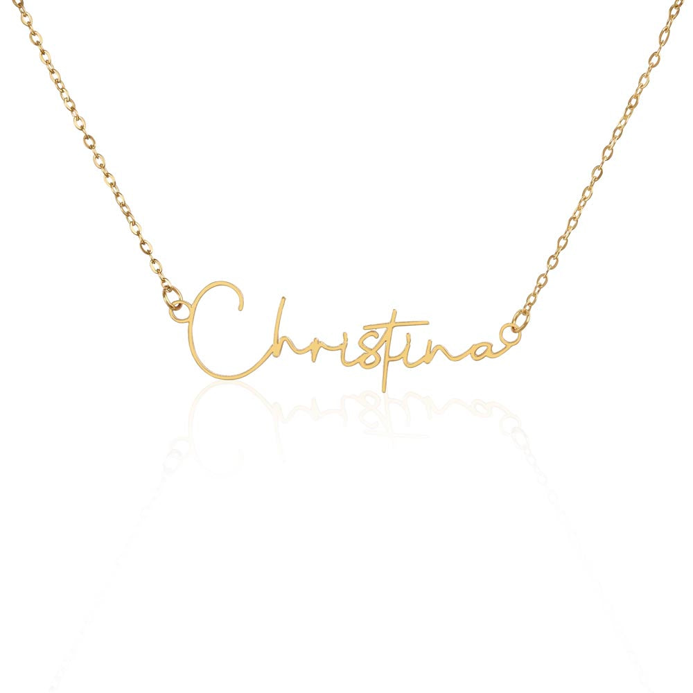 Signature Style Custom Name Necklace — Gold Finish Over Stainless Steel / Standard Box