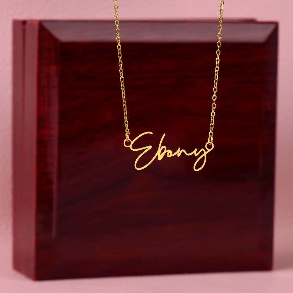 Signature Style Custom Name Necklace — Gold Finish Over Stainless Steel / Luxury Box